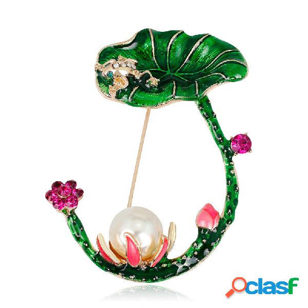 Broches para mujer elegantes de la flor de loto Perlas del