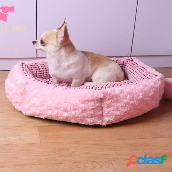 Cama para dormir para mascotas de terciopelo rosa rosa