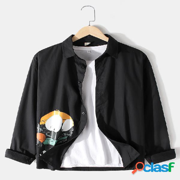 Camisas de manga larga con botones de solapa lisa y