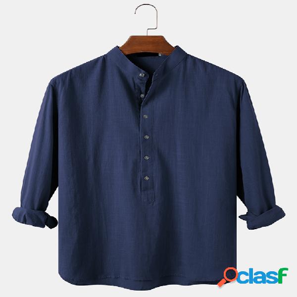 Camisas henley de manga larga informales transpirables de