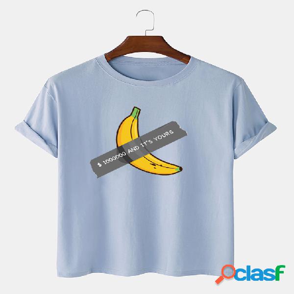 Camiseta casual estampada Banana Fun 100% algodón para
