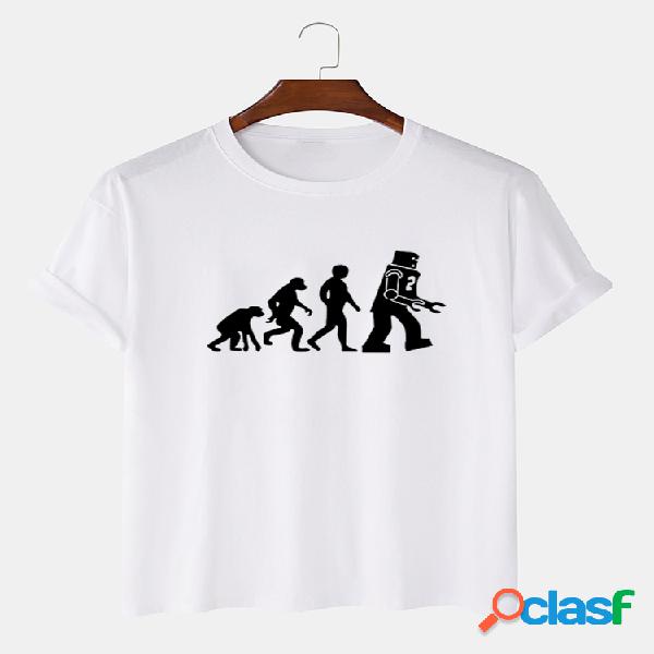 Camiseta casual estampada hombre mono 100% algodón para