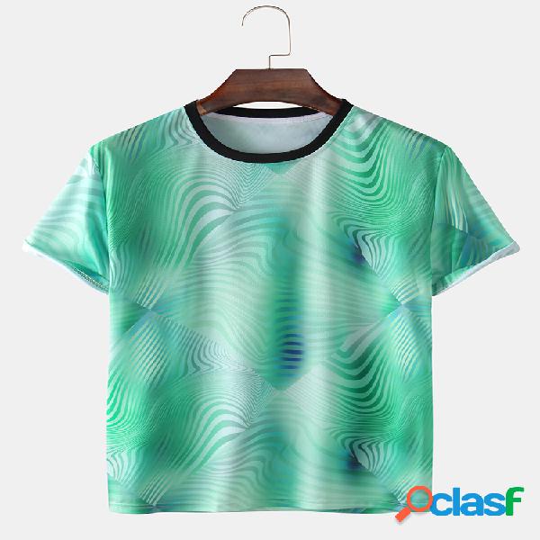 Camiseta deportiva casual estampada en degradado 3D para