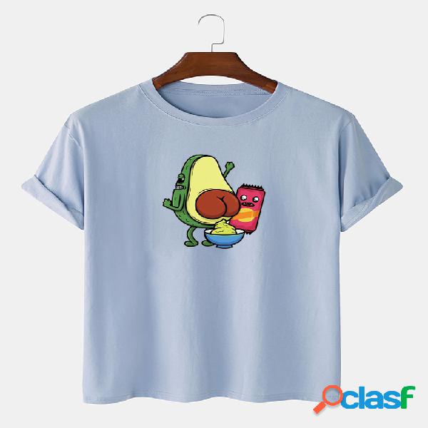 Camiseta informal estampada de aguacate Fun 100% Cotton para