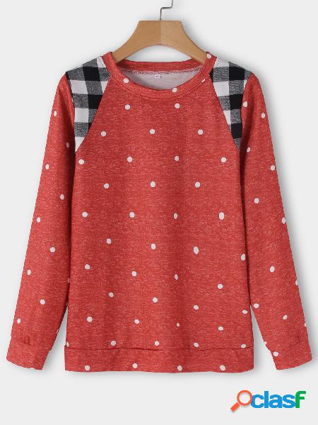 Camiseta manga larga cuello redondo de punto rojo Wave