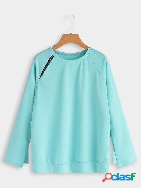 Camisetas de manga larga con cuello redondo y diseño azul