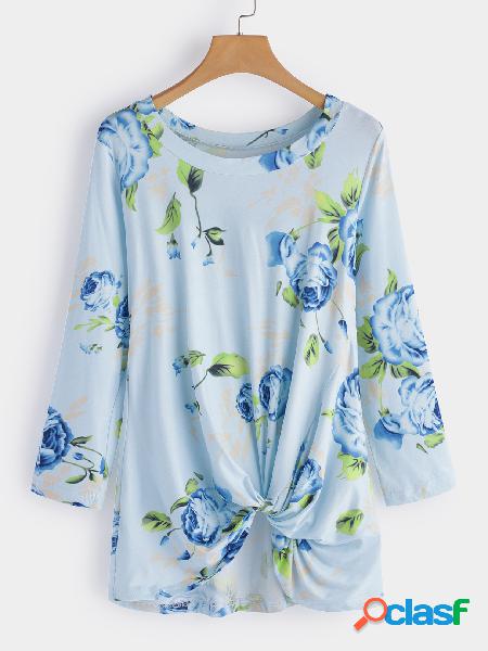 Camisetas de manga larga con cuello redondo y estampado