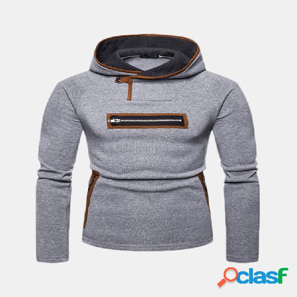 Casual para hombre Cómoda Costura Cremallera Transpirable