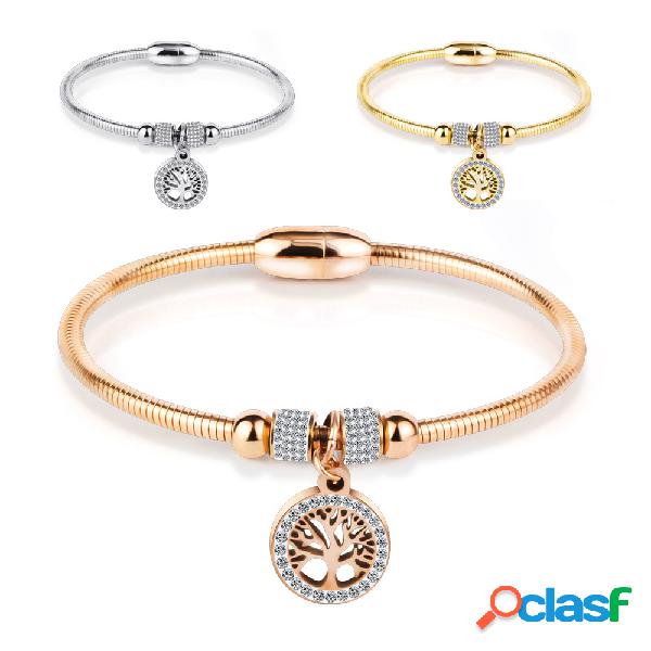 Classic Tree of Life Charm Brazalete Pulseras Simple Rose