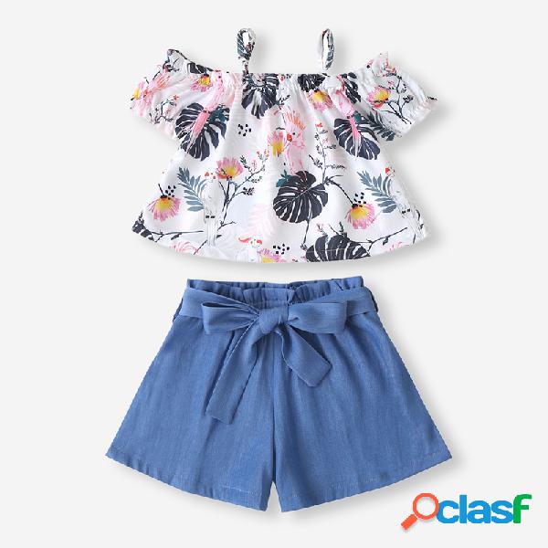 Conjunto de ropa informal con estampado floral de dibujos