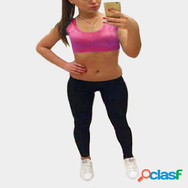Contraste de cuello redondo sin mangas Bodycon Fit Tracksuit