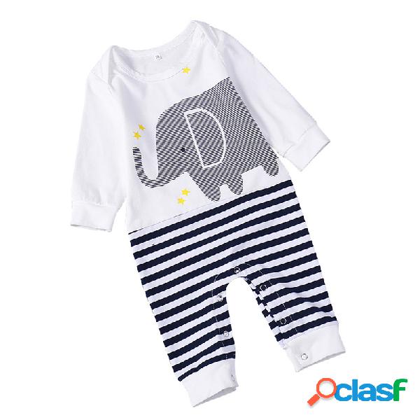 Cute Elephant Patrón Mameluco de bebé unisex de manga