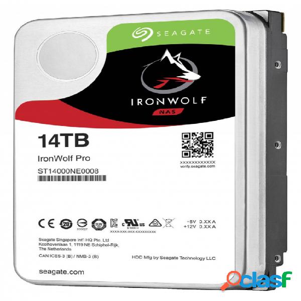 Disco Duro para NAS Seagate IronWolf Pro 3.5", 14TB, SATA