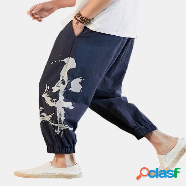 Diseño Hombres Estilo chino Impreso Tobillo Cintura