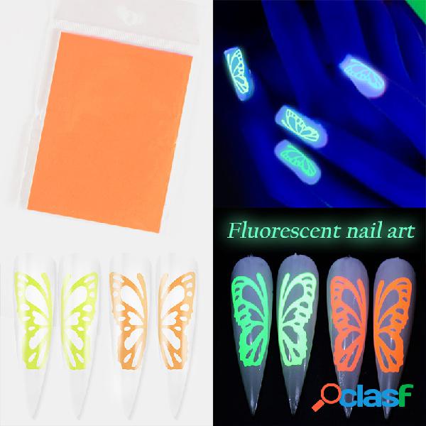 Diseños de mariposas fluorescentes Pegatinas arte de uñas