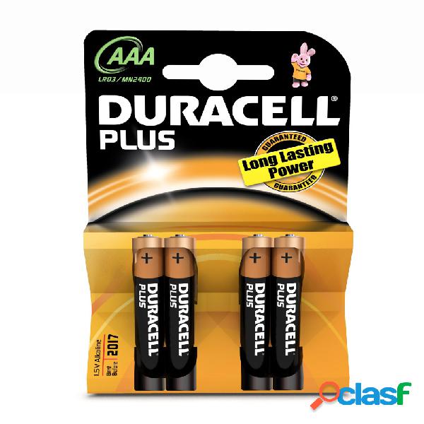 Duracell Pilas AAA Plus, 1.5V, 4 Piezas