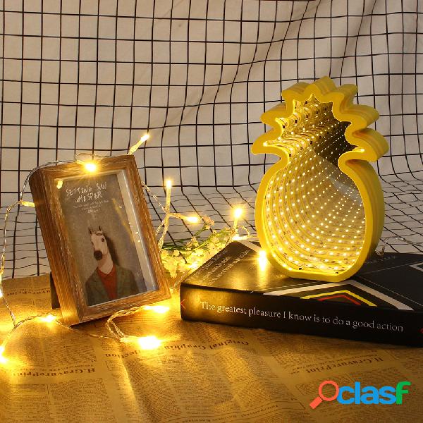 Espejo de piña lindo creativo Lámpara LED Luz de noche de