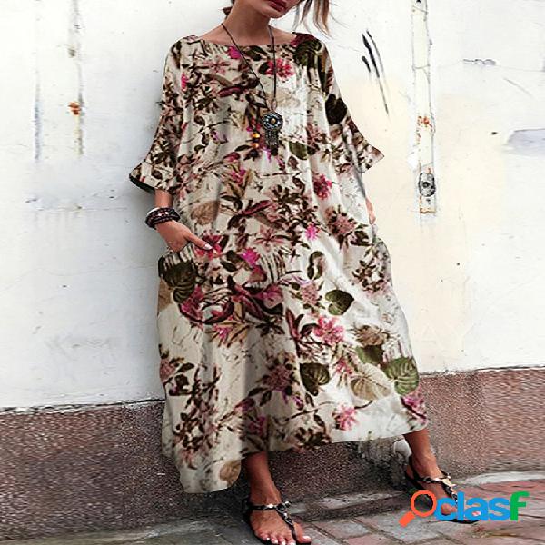 Estampado floral bohemio Plus Talla holgada Vestido con