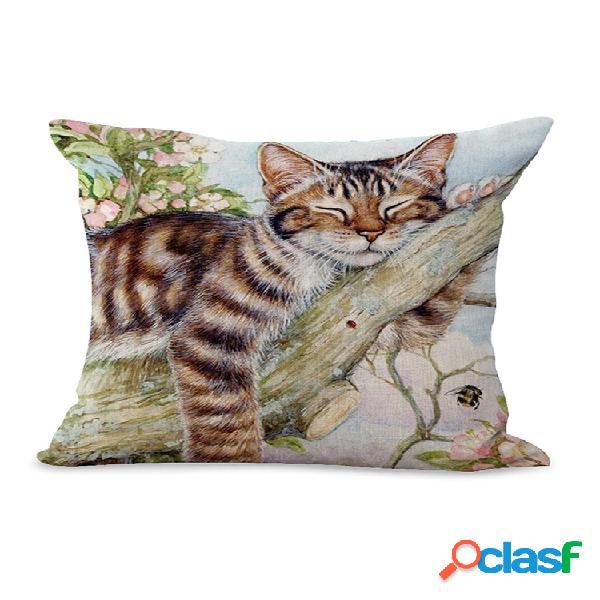 Estilo de impresión al óleo Floral Baby Gato Funda de