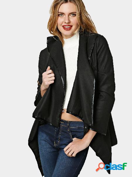 Gabardina con cuello alto y espalda cruzada negra