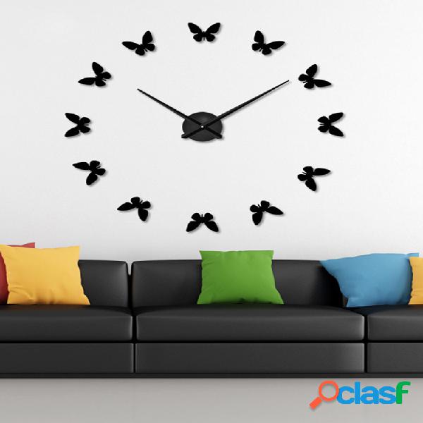 Gran 3D DIY Pared Reloj Decoración para el hogar Espejo
