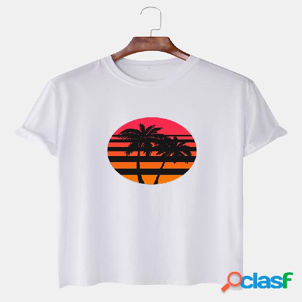 Hombre Coco Algodón con estampado de paisaje de árbol