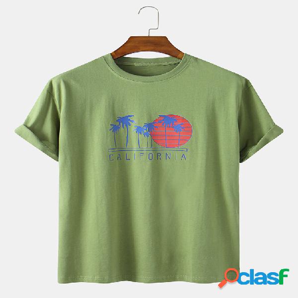 Hombre Holiday Sun & Coco Tree Print Camisetas sueltas