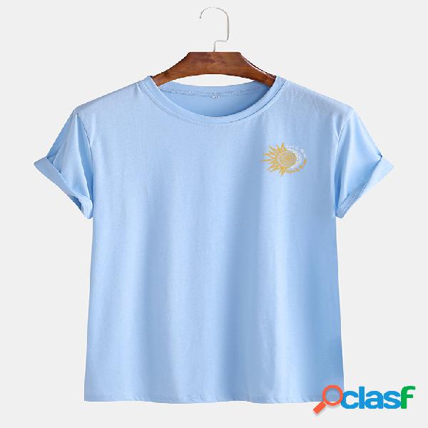 Hombre Solid Color Sun Patrón Print Summer Holiday T-Shirts