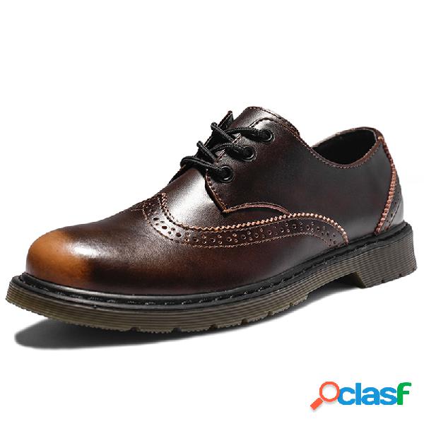 Hombres Brogue zapatos de estilo de trabajo de cuero de vaca