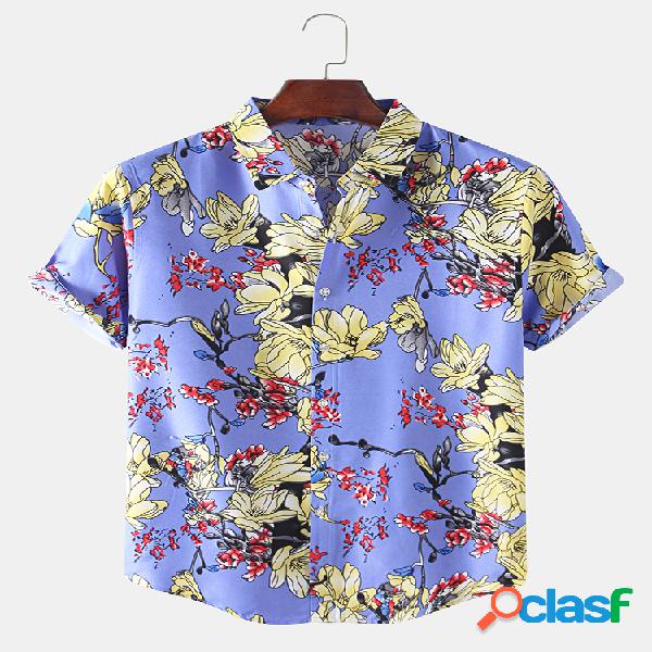 Hombres Estilo chino Floral Impreso Ocio Vacaciones Ligero