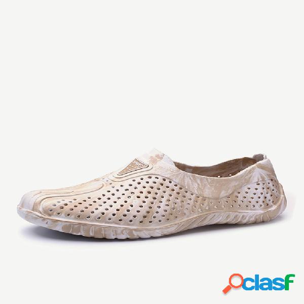 Hombres Hollow Out Transpirable Slip On Playa Agua Sandalias