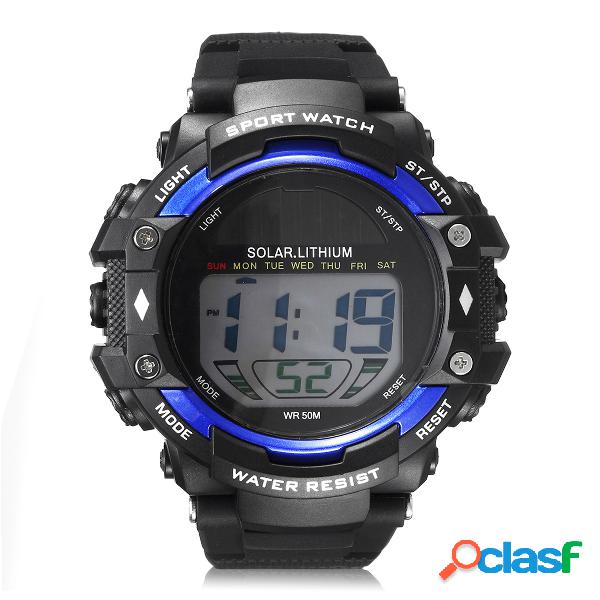 Hombres Impermeable Sport Army Alarm Date Solar Power Reloj