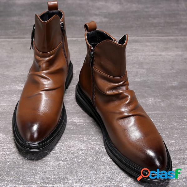 Hombres Retro Color Microfibra Cuero Antideslizante