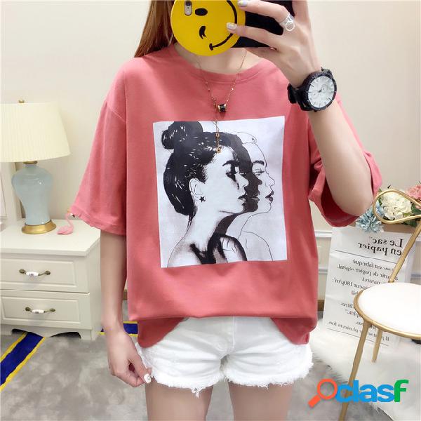 Imprimir dibujos animados O-cuello de manga corta camiseta