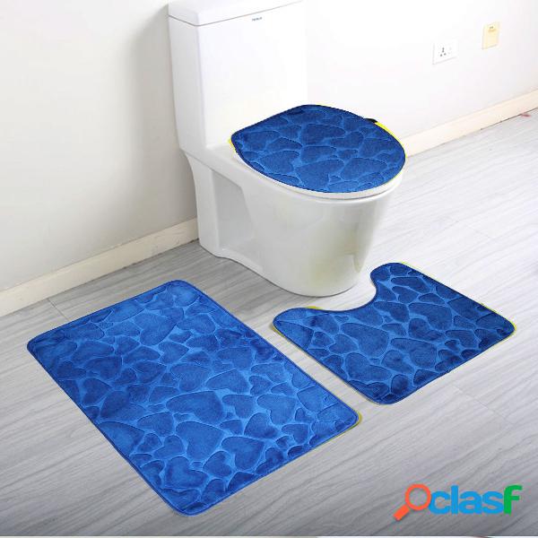 Juego de alfombrillas de baño pequeñas de 3 piezas con pie