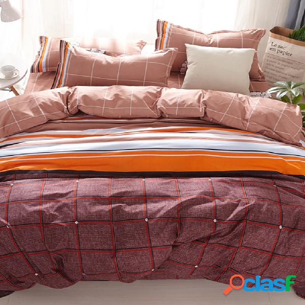 Juegos de ropa de cama a rayas de 4 piezas Juegos de