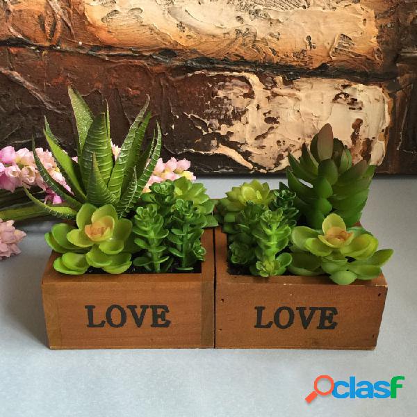 LOVE Cuenca de madera Desktop Lotus Plantas suculentas