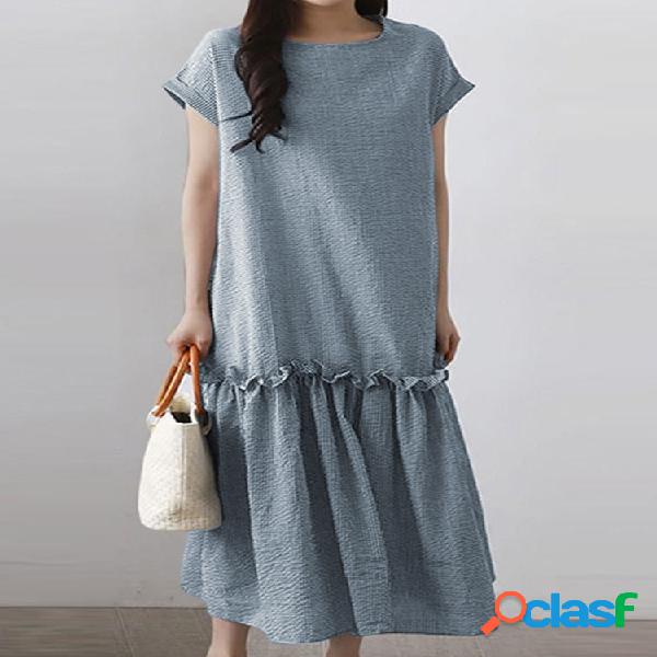 Manga corta con volantes casual Plus Talla Vestido