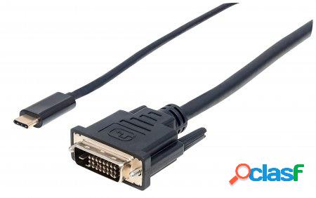 Manhattan Cable USB C Macho - DVI Macho, 2 Metros, Negro