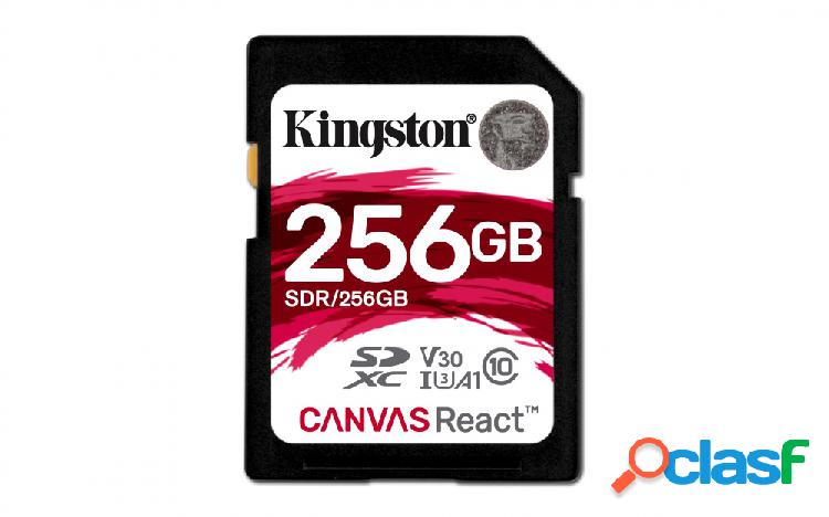 Memoria Flash Kingston Canvas React, 256GB SDXC UHS-I Clase