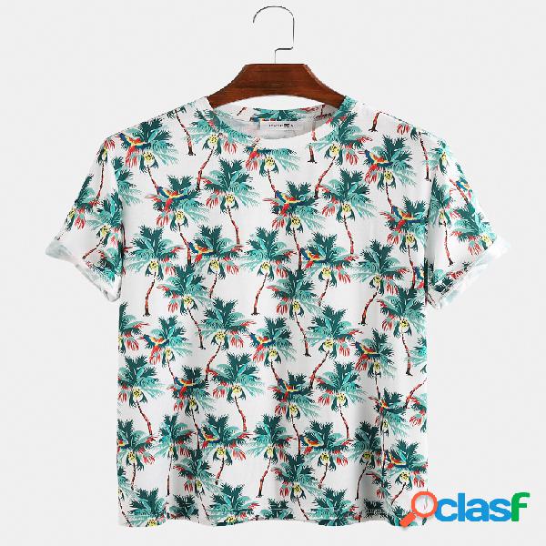 Mens Designer Tropical Planta Coco Tree Impreso Camiseta de