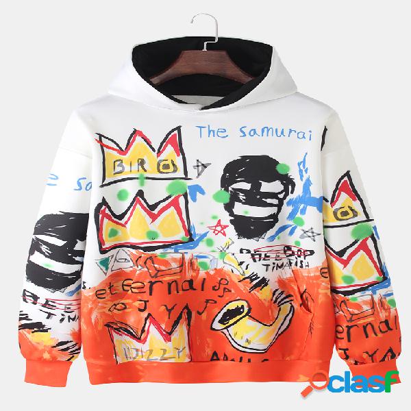 Mens Funny Letter Cráneo Graffiti Print Dobladillo