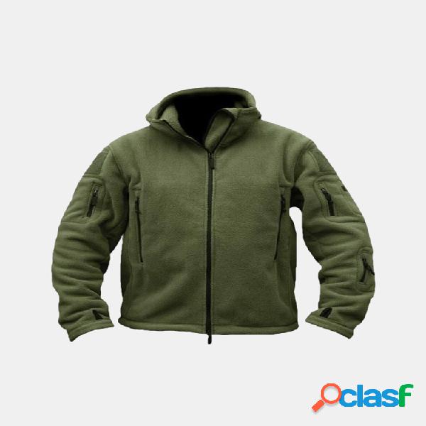 Mens Tactical militar Chaqueta polar con capucha al aire