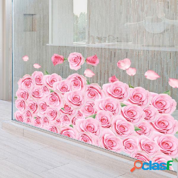 Miico 3D Rose Adhesivo decorativo para suelo Cuarto de baño
