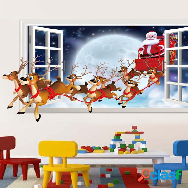 Miico XH7229 Christmas Sticker Cartoon Christmas Deer Santa