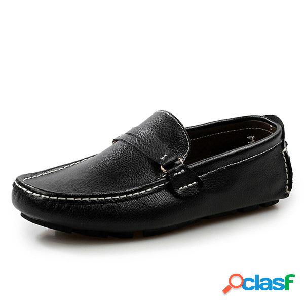 Mocasines blandos de cuero genuino slip on de talla grande