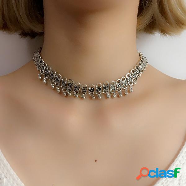 Moda gargantilla collar de bolas de plata borlas Colgante