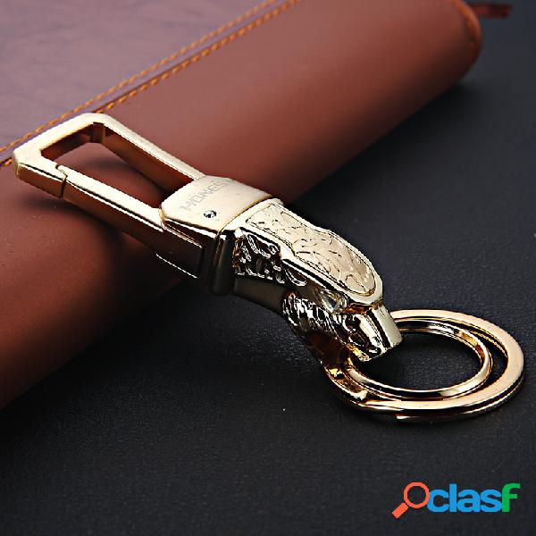 Moda giratoria práctica Leopard Head Metal Gold Keychain