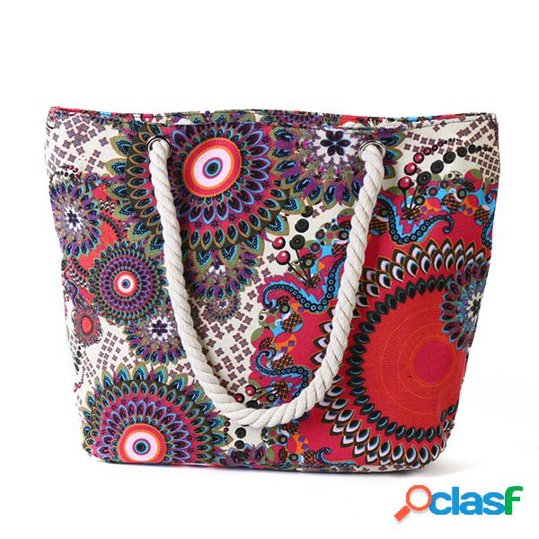 Mujer Bolso de Lona Estampado Hombro de Gran Capacidad Bolsa