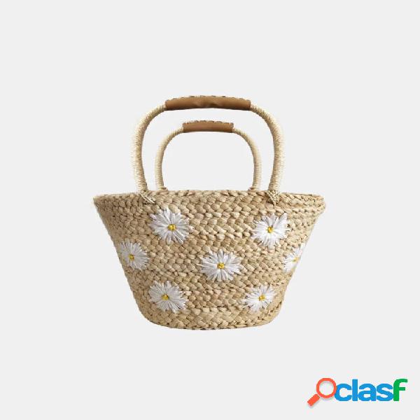 Mujer Bolso de mano de paja Summer Daisy